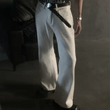 Flared draped white denim pants mf2762