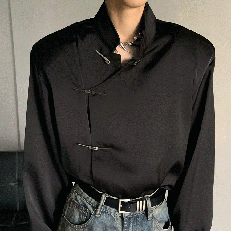 Asymmetrical silver pin shirt mf2859