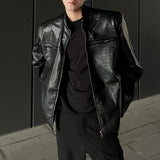 High neck crocodile leather light jacket mf2768