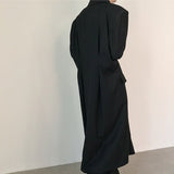 Classical side pleated long jacket mf2797