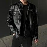 High neck crocodile leather light jacket mf2768