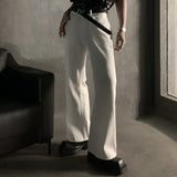 Flared draped white denim pants mf2762