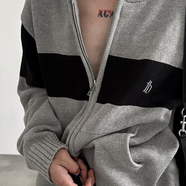 Zip-up loose knit mf2876